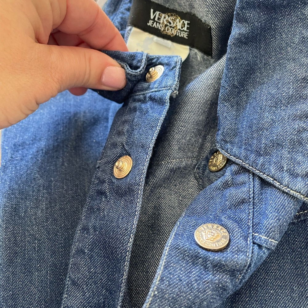 VINTAGE VERSACE JEAN COUTURE ITTIERRE Men’s Denim Jean Shirt Size M - Picture 9 of 14